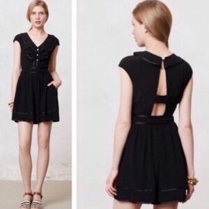Anthropologie Elevenses Alexa Ruffle Black Romper